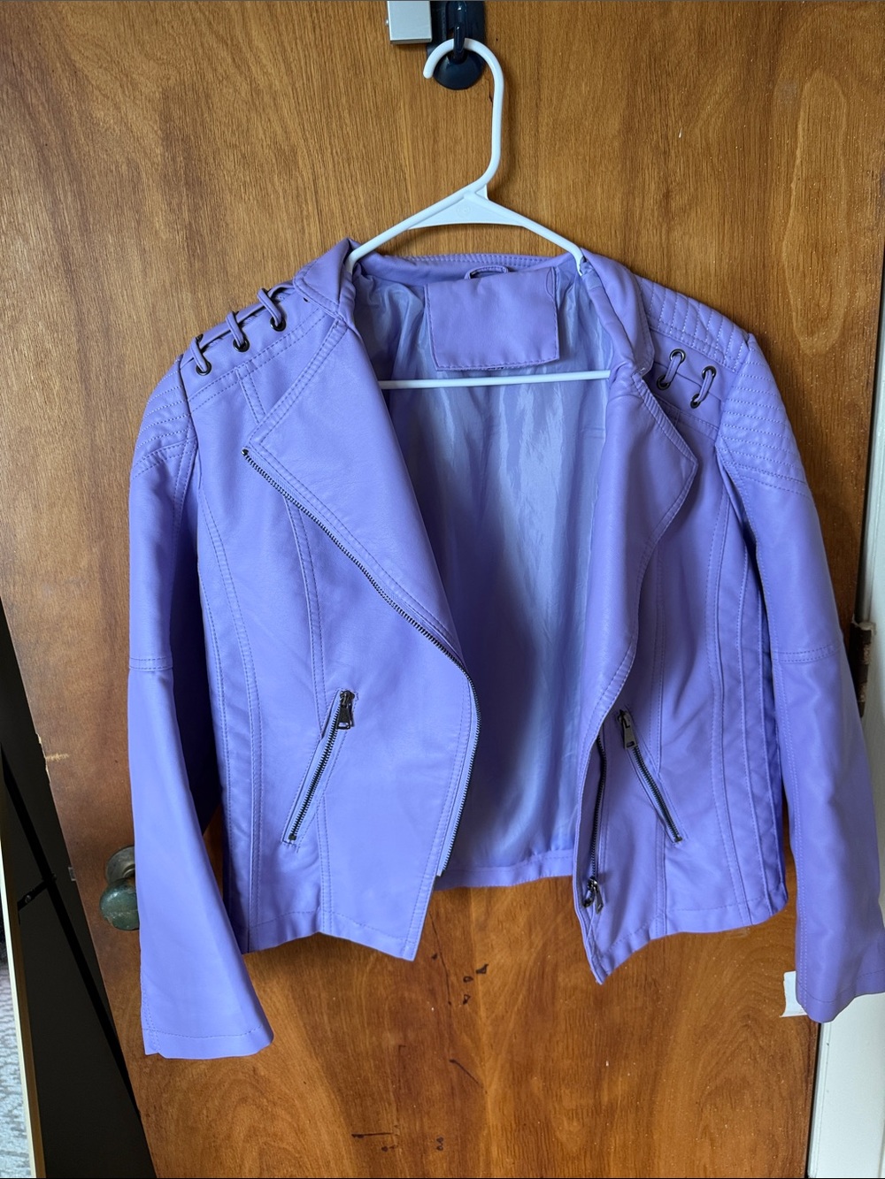 Women’s Lavender Faux Leather Moto Jacket